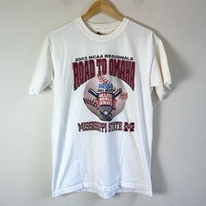 Y2K Tri-Lake Inc Mississippi State T-Shirt Mens Medium White 2003 NCAA Baseball